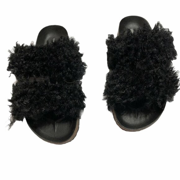 NWT Slides Faux Fur Sandals Womens Size 8 Black Universal Threads Ember Shoes Ne - Picture 5 of 5